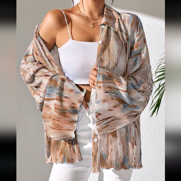 Women's Spring/Summer Fashionable Random Printed Flare Sleeve Shi - Picture 2 of 4